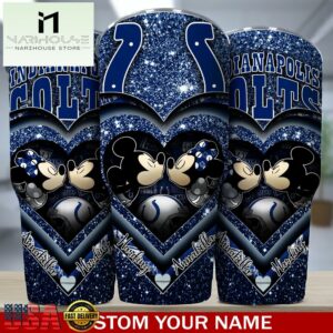 Custom Name Indianapolis Colts NFL Mickey Minnie Couple Valentine Day Tumbler
