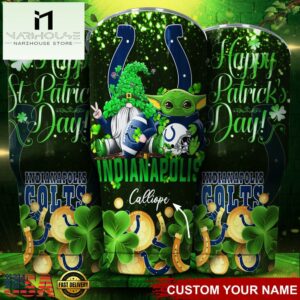 Custom Name Indianapolis Colts NFL Shamrock Happy Patrick Day Tumbler