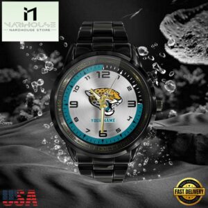 NFL Custom Name Jacksonville Jaguars Black Stainless Steel Watch Gifts For Fans 7 Custom Name Jacksonville Jaguars NFL Black Stainless Steel Watch Gifts For Fans