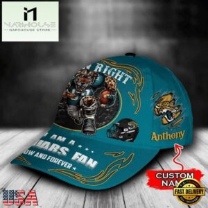 Custom Name Jacksonville Jaguars NFL Mascot Damn Right Sport Baseball Cap