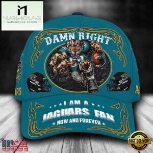 Custom Name Jacksonville Jaguars NFL Mascot Damn Right Sport Baseball Cap