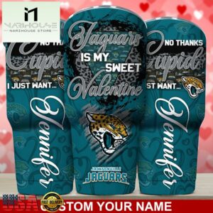 Custom Name Jacksonville Jaguars NFL You Are My Sweet Valentine Day Tumbler