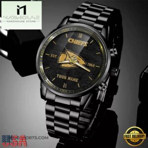 Custom Name Kansas City Chiefs NFL Black Stainless Steel Watch For Fans