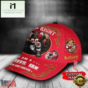 Custom Name Kansas City Chiefs NFL Mascot Damn Right Football Team Baseball Cap