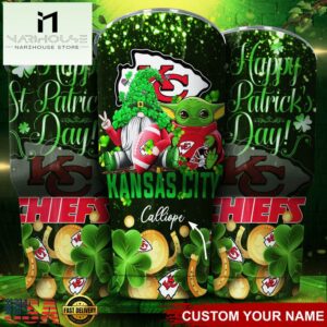 Custom Name Kansas City Chiefs NFL Shamrock Happy Patrick Day Tumbler