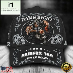 Custom Name Las Vegas Raiders NFL Mascot Damn Right Sport Baseball Cap