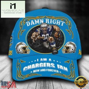 Custom Name Los Angeles Chargers NFL Mascot Damn Right Football Team Baseball Cap