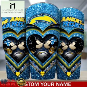 Custom Name Los Angeles Chargers NFL Mickey Minnie Couple Valentine Day Tumbler