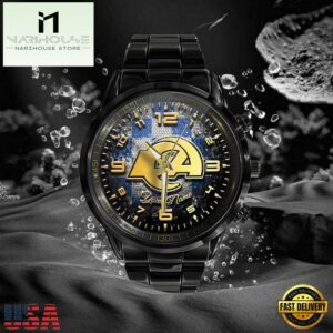 NFL Custom Name Los Angeles Rams 3D Men Black Stainless Steel Watch 5 Custom Name Los Angeles Rams NFL 3D Men Black Stainless Steel Watch Gift For Fans