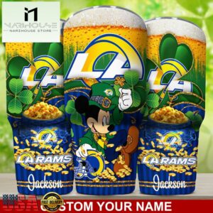 Custom Name Los Angeles Rams NFL Irish Mickey Patrick Day Tumbler