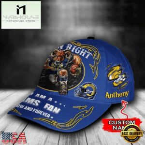 Custom Name Los Angeles Rams NFL Mascot Damn Right Football Team Baseball Cap