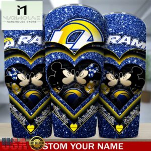 Custom Name Los Angeles Rams NFL Mickey Minnie Couple Valentine Day Tumbler