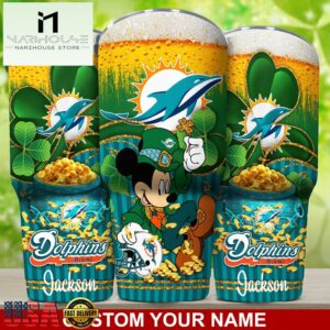 Custom Name Miami Dolphins NFL Irish Mickey Patrick Day Tumbler
