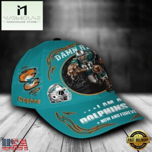 Custom Name Miami Dolphins NFL Mascot Damn Right Sport Baseball Cap