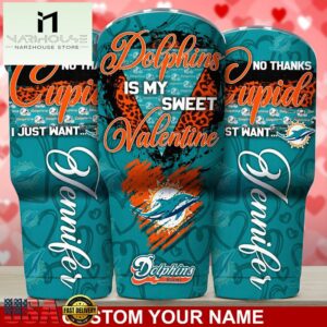 Custom Name Miami Dolphins NFL You Are My Sweet Valentine Day Tumbler