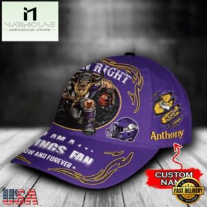 Custom Name Minnesota Vikings NFL Mascot Damn Right Football Team Baseball Cap