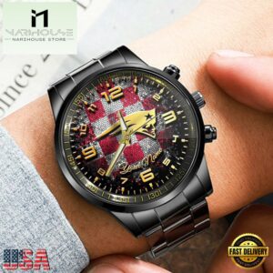 Custom Name New England Patriots NFL 3D Men Black Stainless Steel Watch Gift For Fans