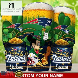 Custom Name New England Patriots NFL Irish Mickey Patrick Day Tumbler