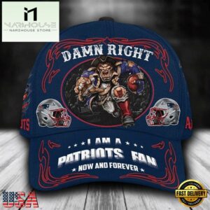 Custom Name New England Patriots NFL Mascot Damn Right Sport Baseball Cap