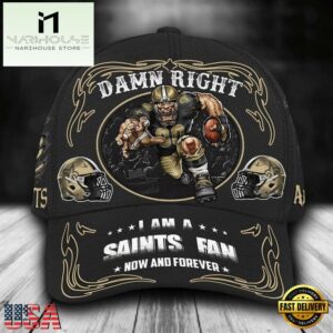 Custom Name New Orleans Saints NFL Mascot Damn Right Football Team Baseball Cap