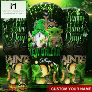 Custom Name New Orleans Saints NFL Shamrock Happy Patrick Day Tumbler