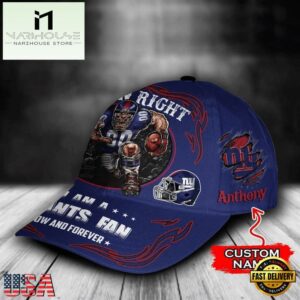 Custom Name New York Giants NFL Mascot Damn Right Sport Baseball Cap