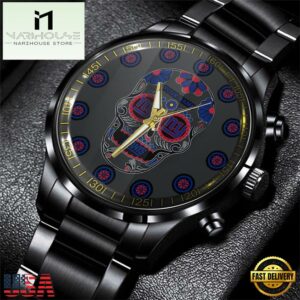 Custom Name New York Giants NFL Men Black Stainless Steel Watch Gift For Fans