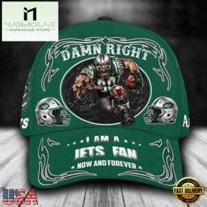 Custom Name New York Jets NFL Mascot Damn Right Sport Baseball Cap