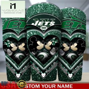 Custom Name New York Jets NFL Mickey Minnie Couple Valentine Day Tumbler