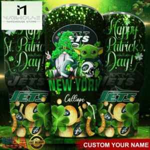 Custom Name New York Jets NFL Shamrock Happy Patrick Day Tumbler