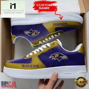 Custom Name NFL Baltimore Ravens Custom Air Force 1 Shoes For Fans