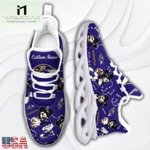 Custom Name NFL Baltimore Ravens Mickey Mouse Max Soul Shoes