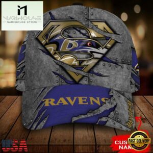 Custom Name NFL Baltimore Ravens Superman All Over Print 3D Classic Cap