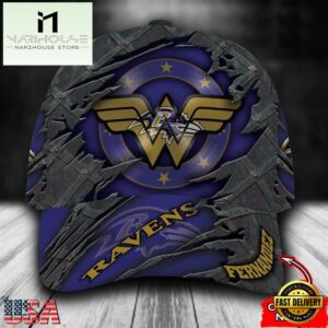 Custom Name NFL Baltimore Ravens Wonder Woman All Over Print 3D Classic Cap