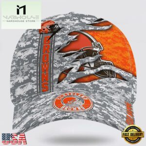 Custom Name NFL Browns Camo US Classic Baseball Cap
