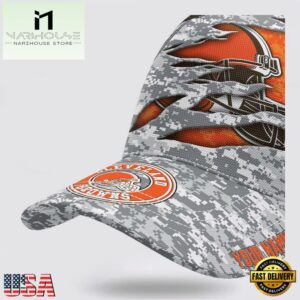 Custom Name NFL Browns Camo US Classic Baseball Cap