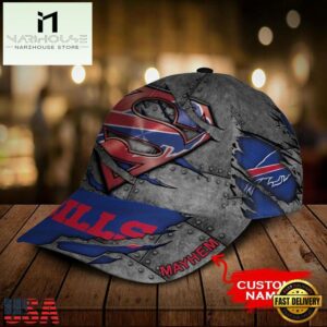 Custom Name NFL Buffalo Bills Superman Logo All Over Print 3D Classic Cap
