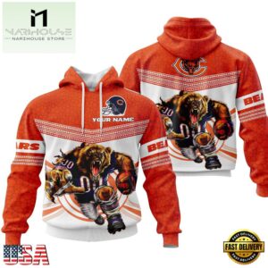 Custom Name NFL Chicago Bears Mascot All Over Print Hoodie Shirt