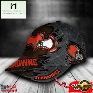 Custom Name NFL Cleveland Browns Batman Logo All Over Print 3D Classic Cap