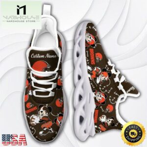 Custom Name NFL Cleveland Browns Mickey Mouse Max Soul Shoes