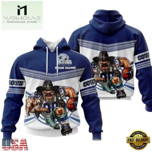 Custom Name NFL Dallas Cowboys Mascot All Over Print Hoodie Shirt