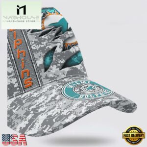 Custom Name NFL Dolphins Camo US Classic Baseball Cap