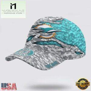Custom Name NFL Dolphins Camo US Classic Baseball Cap