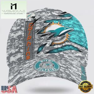 Custom Name NFL Dolphins Camo US Classic Baseball Cap