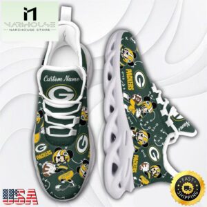 Custom Name NFL Green Bay Packers Mickey Mouse Max Soul Shoes