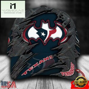 Custom Name NFL Houston Texans Batman Logo All Over Print - Navy 3D Classic Cap