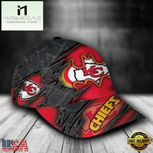Custom Name NFL Kansas City Chiefs Batman Logo All Over Print - Red 3D Classic Cap