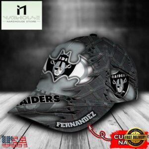 Custom Name NFL Las Vegas Raiders Batman Logo All Over Print 3D Classic Cap
