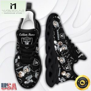 Custom Name NFL Las Vegas Raiders Mickey Mouse Max Soul Shoes