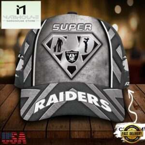 Custom Name NFL Las Vegas Raiders Superman Dad All Over Print 3D Classic Cap